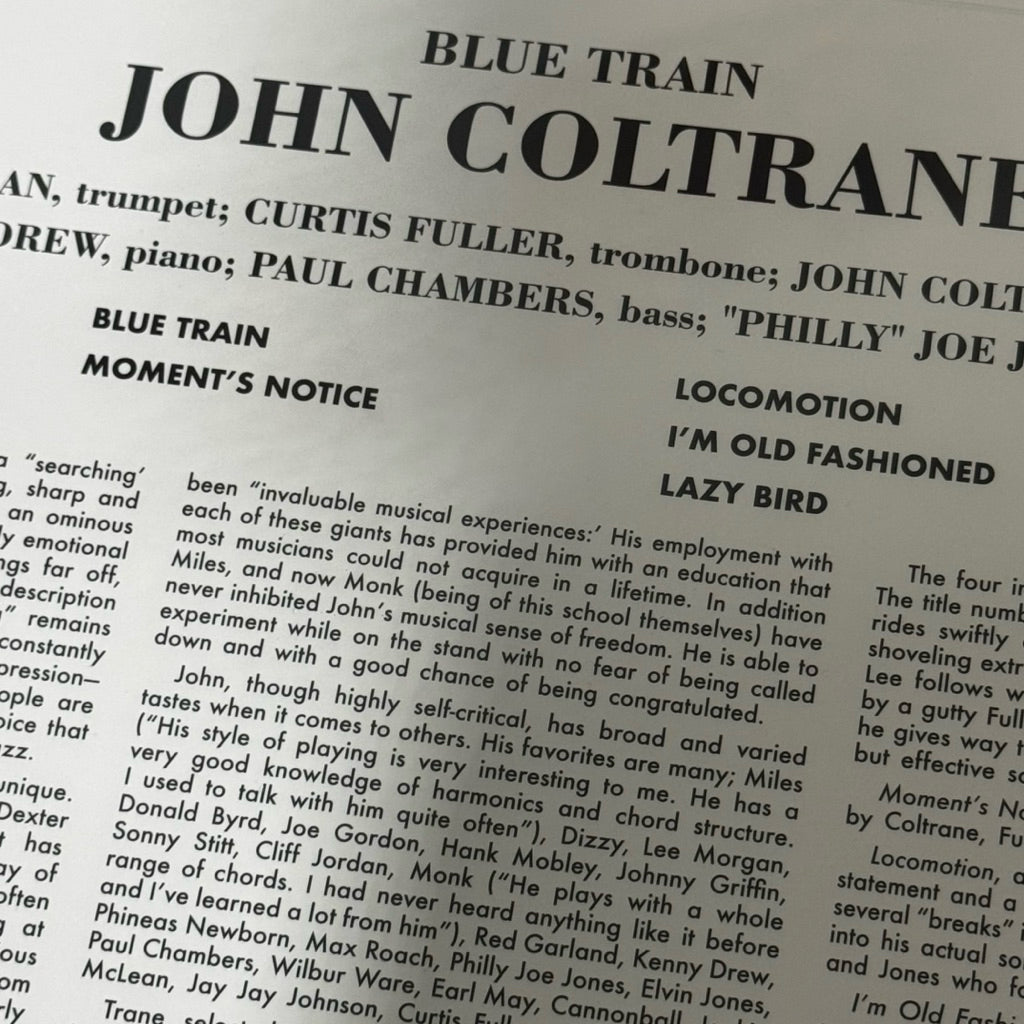 Blue Train by John Coltrane Vinyl Record LP