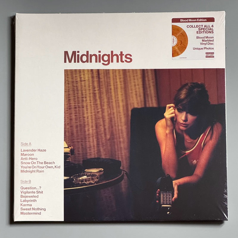 Midnights by Taylor Swift Vinyl Record LP (Blood Moon Vinyl)